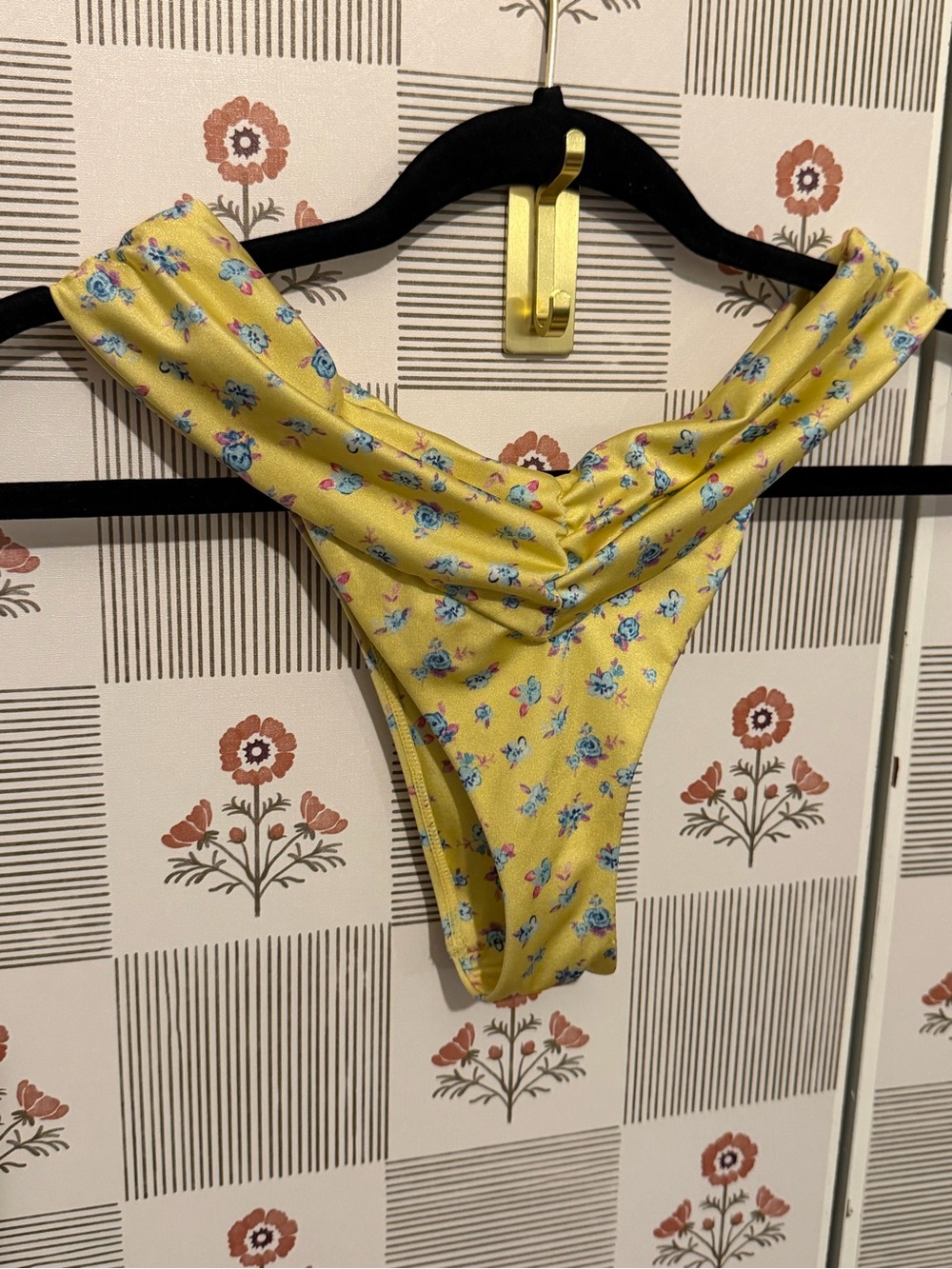 Kendall & Kylie Yellow Floral V-Front Bikini Bottoms